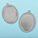 10 Oval Bezel Blanks, Stainless Steel Bezel Charms, Silver Cabochon Blanks, Bezel Tray Charms, Fits 25x18mm, chs3097