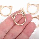 5 Gold Plated CAT Charms, Connector Link Charms, 24x23mm, chs3100