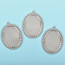 10 Oval Bezel Blanks, Stainless Steel Bezel Charms, Silver Cabochon Blanks, Bezel Tray Charms, Fits 18x13mm, chs3102