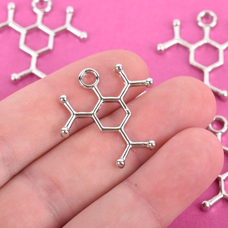 5 TNT Molecule Chemistry Charms, Explosives Charms, Silver Tone Charm Pendants, Science Charms, 28x28mm, chs3137