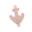 Rose Gold ANCHOR Charm, Micro Pave Cubic Zirconia Crystals, Rhinestone 2-hole Connector Link, Rose Gold Brass Metal, 24x15mm, chs3145