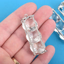 2 Silver STACKED RHINESTONE Charm Pendants, Crystal Chaton Tower Charm, long bar charm, crystal cage charm, 48x19mm chs3151