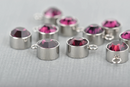 10 AMETHYST PURPLE Drop Charms, 6mm Stainless Steel and Rhinestone Crystal Dot Charms, chs3169