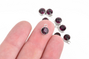 10 AMETHYST PURPLE Drop Charms, 6mm Stainless Steel and Rhinestone Crystal Dot Charms, chs3169