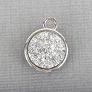 5 Silver Faux Druzy Charms, SILVER SPARKLE Resin Druzy, double sided charms, 18x15mm, chs3222