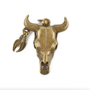 2 Bronze Longhorn COW SKULL Charms or Pendants, Bull Steer Skull Pendant with Feather Earring, 54x40mm, chs3225