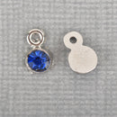 50 Blue Rhinestone Drop Charms, Channel Set Charm Pendant Drops, Dot Charms, silver metal 8mm x 5mm chs3230