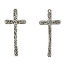 5 Gunmetal Cross Charms, Rustic Hammered Metal, Long Skinny Cross, 47x21mm (1-7/8"), chs3237