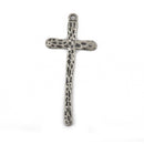 5 Gunmetal Cross Charms, Rustic Hammered Metal, Long Skinny Cross, 47x21mm (1-7/8"), chs3237