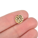 5 Gold Brass Dot Charms 10mm Flat Round Sequin Charms gold dot pebble texture chs3262