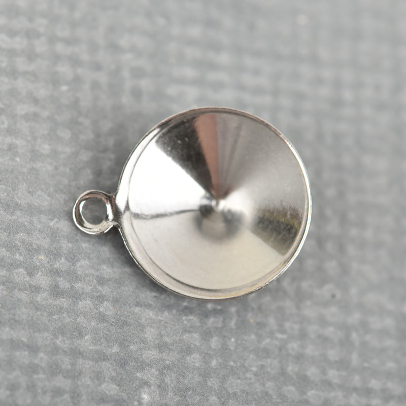 20 Stainless Steel Charm Blanks, fits 8mm ss38 point back rhinestone, chs3268
