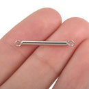 5 Stainless Steel Stick Charms, Skinny Silver Bar Charm Pendants, 2 Hole Connector Links, Round Bar Pendants, 26x3mm (7/8"), chs3281