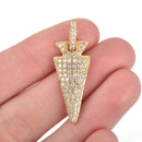 ARROWHEAD Charm Pendant Micro Pave CZ Cubic Zirconia Crystals Rhinestone with Gold Brass Metal 37x14mm chs3282