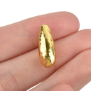 6 Bright Gold Teardrop Cord Ends, Leather Cord Ends, End Caps for Leather Lace, Fits 2mm Cord or Wire, Pewter Drops are 20mm long, chs3286