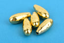 6 Bright Gold Teardrop Cord Ends, Leather Cord Ends, End Caps for Leather Lace, Fits 2mm Cord or Wire, Pewter Drops are 20mm long, chs3286