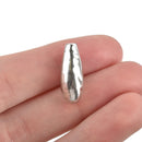 6 Silver Teardrop Cord Ends, Leather Cord Ends, End Caps for Leather Lace, Fits 2mm Cord or Wire, Pewter Drops are 20mm long, chs3289