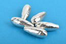 6 Silver Teardrop Cord Ends, Leather Cord Ends, End Caps for Leather Lace, Fits 2mm Cord or Wire, Pewter Drops are 20mm long, chs3289