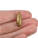 6 Bronze Teardrop Cord Ends, Leather Cord Ends, End Caps for Leather Lace, Fits 2mm Cord or Wire, Pewter Drops are 20mm long, chs3290