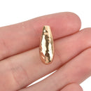 6 Light Gold Teardrop Cord Ends, Leather Cord Ends, End Caps for Leather Lace, Fits 2mm Cord or Wire, Pewter Drops are 20mm long, chs3291
