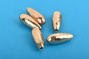 6 Light Gold Teardrop Cord Ends, Leather Cord Ends, End Caps for Leather Lace, Fits 2mm Cord or Wire, Pewter Drops are 20mm long, chs3291