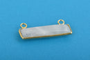 35mm Gold MOONSTONE Gemstone Bar Pendant, Natural Moonstone with Gold Bezel, 2 Hole Connector Link, (1-3/8"), chs3293