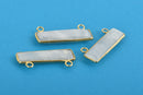 35mm Gold MOONSTONE Gemstone Bar Pendant, Natural Moonstone with Gold Bezel, 2 Hole Connector Link, (1-3/8"), chs3293