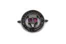 Gunmetal Skull Charm, Micro Pave Cubic Zirconia Crystals, Rhinestone 2-hole Connector Link, Gunmetal Black Brass Metal, 20x16mm, chs3300