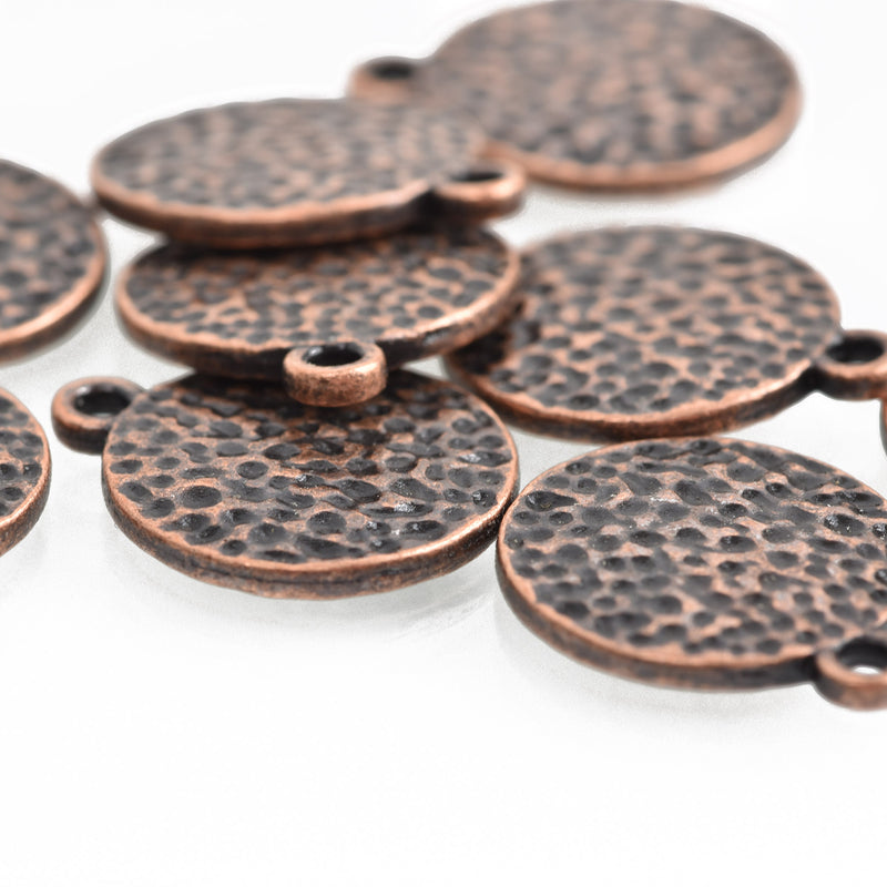 10 COPPER Hammered Metal Coin Sequin Charms, Round Dot Charms, double sided design, 15mm (5/8"), chs3308