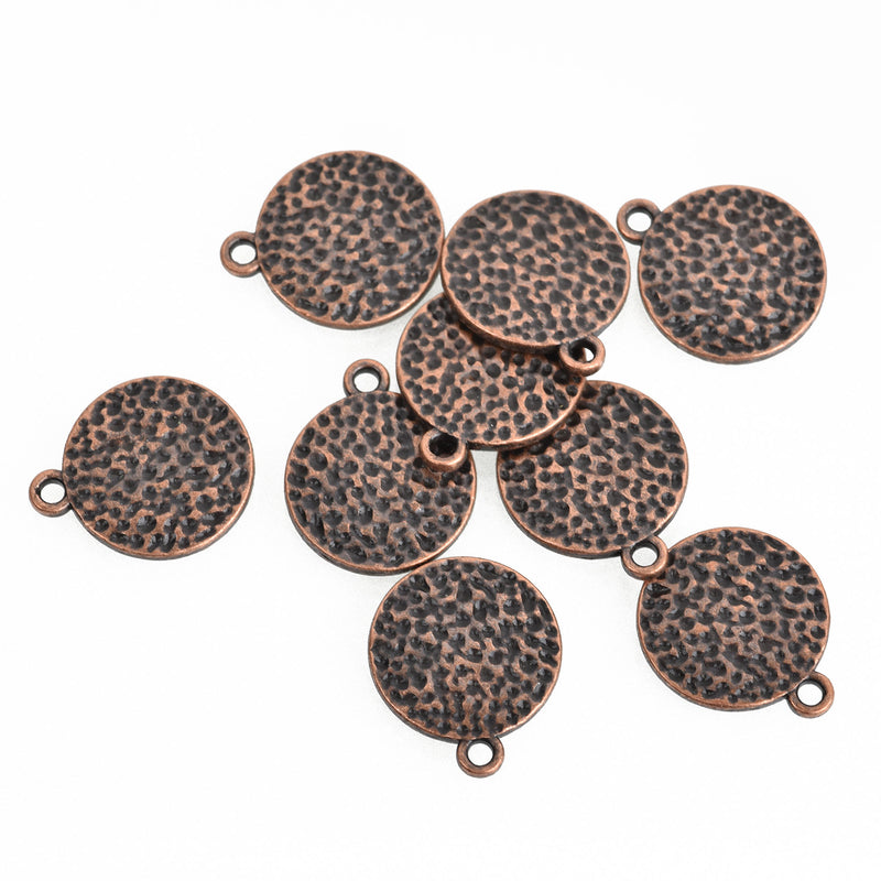 10 COPPER Hammered Metal Coin Sequin Charms, Round Dot Charms, double sided design, 15mm (5/8"), chs3308