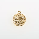 10 LIGHT GOLD  Hammered Metal Coin Sequin Charms, Round Dot Charms, double sided design, 15mm (5/8"), chs3309