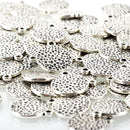 10 SILVER Hammered Metal Coin Sequin Charms, Round Dot Charms, antiqued silver, double sided design, 15mm (5/8"), chs3311