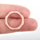 10 Washer Ring Charms, Connector Charms, LIGHT PINK Enamel, Bamboo Pattern Circle 23mm, chs3314