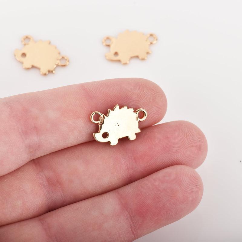 5 Gold HEDGEHOG Charms, Connector Charms, HAMSTER, 18mm chs3320