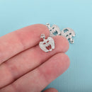 Silver JACK O LANTERN Charm, Micro Pave Charm, Pumpkin Charm, Halloween Charm, Petite Halloween Pumpkin Charm, 15x13mm, chs3325