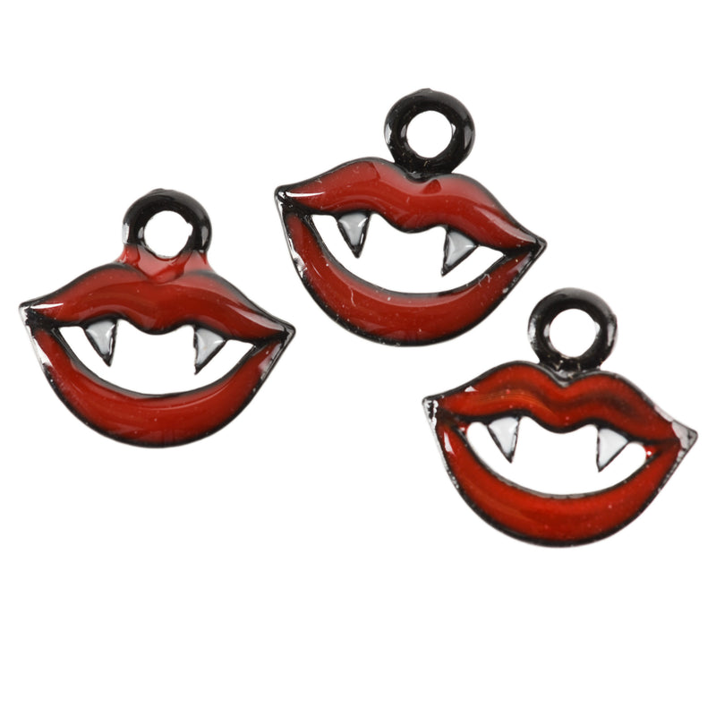 10 VAMPIRE TEETH Charms, Vampire Charms, Petite Enamel Halloween Charms, 13x12mm, chs3331