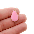 5 PINK Enamel Teardrop Charms, double sided, 21x13mm, chs3338