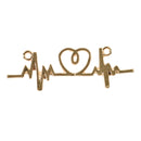 5 Gold Plated ECG HEARTBEAT charms, two-hole connector charm pendants, love charms, heart charms, 44x14mm, chs3347