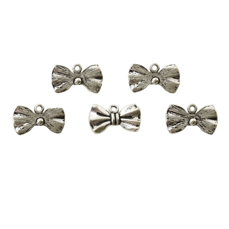 10 Silver BOW TIE Charms, Bow Charms, antique silver, 19x11mm, chs3349