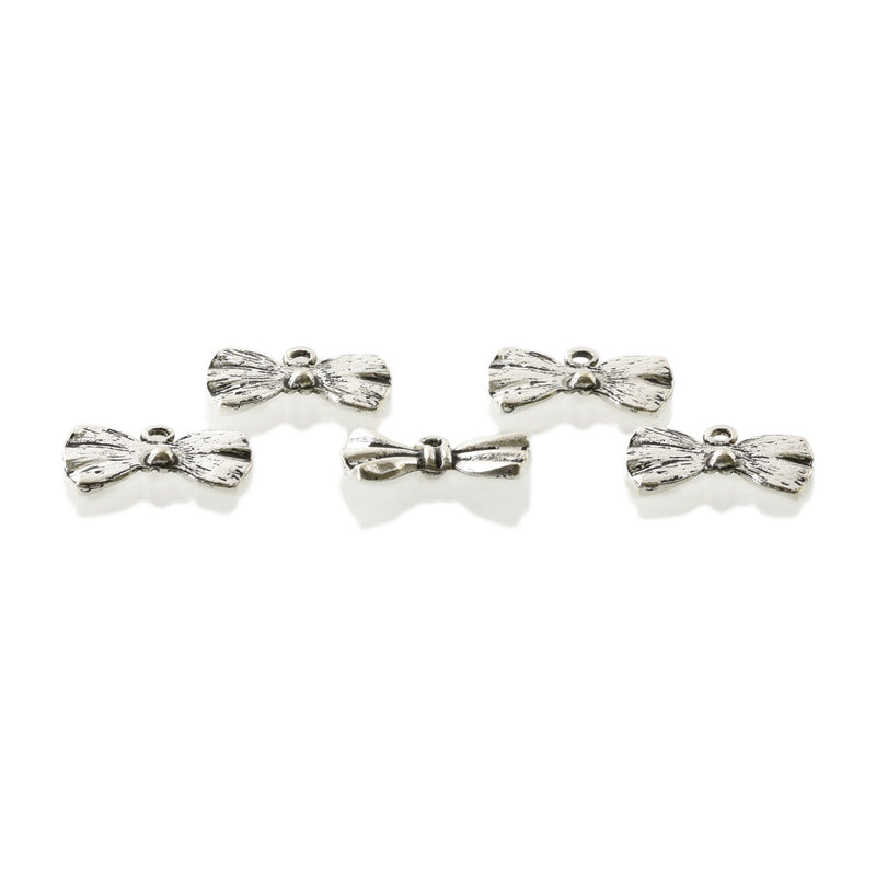 10 Silver BOW TIE Charms, Bow Charms, antique silver, 19x11mm, chs3349