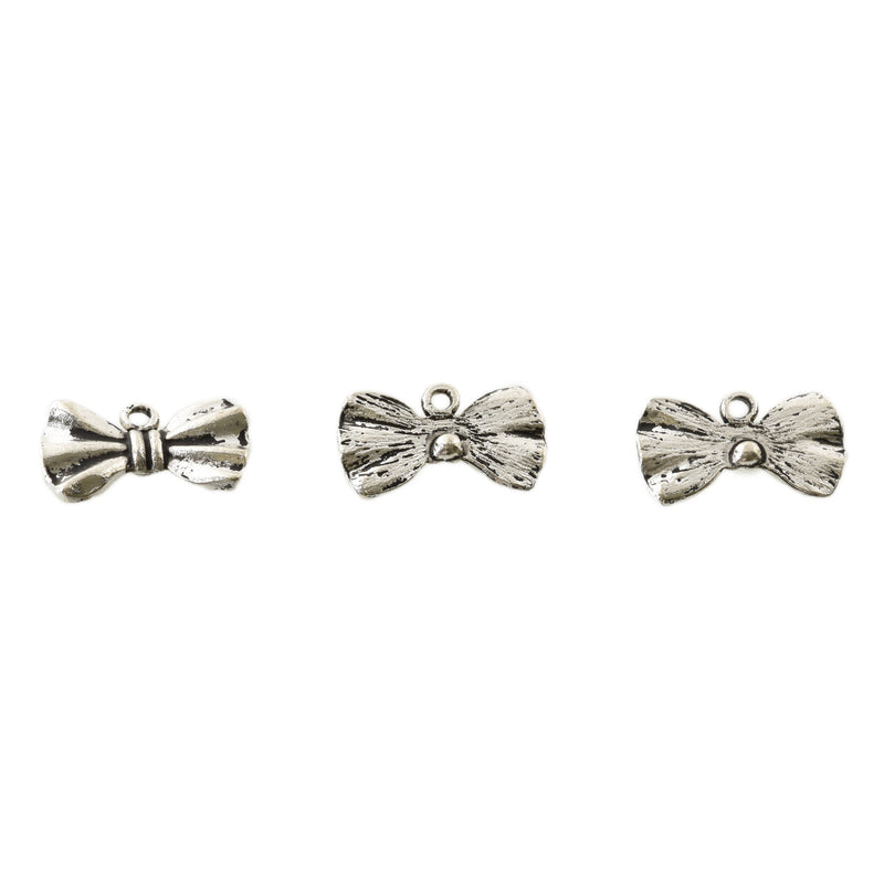 10 Silver BOW TIE Charms, Bow Charms, antique silver, 19x11mm, chs3349