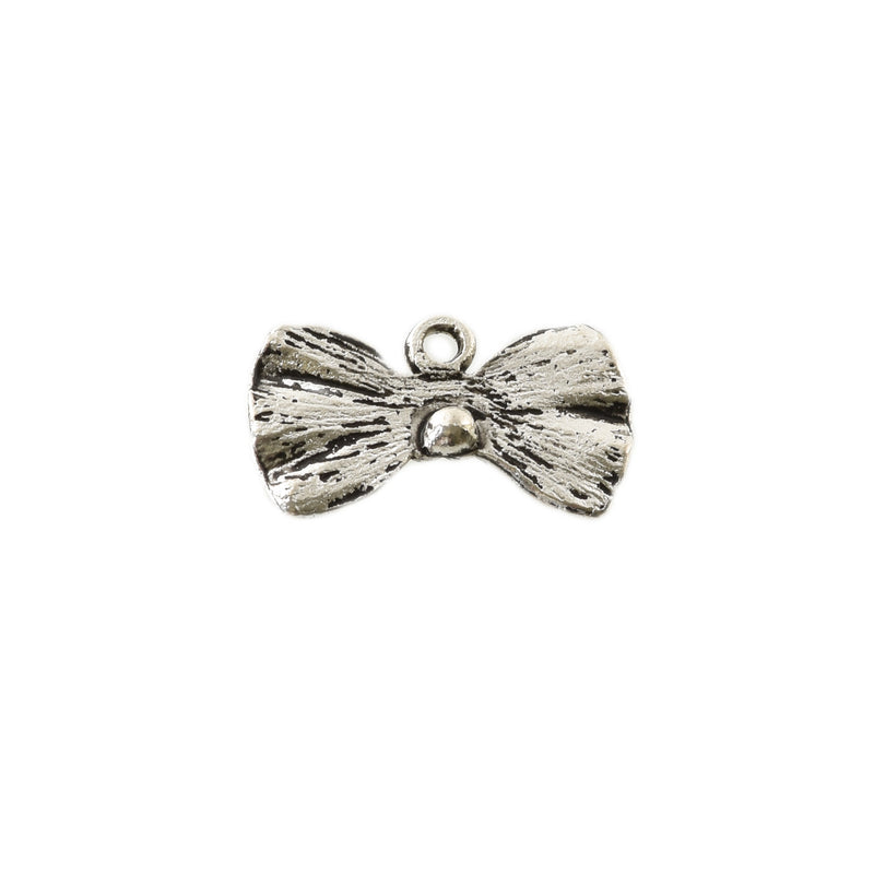 10 Silver BOW TIE Charms, Bow Charms, antique silver, 19x11mm, chs3349