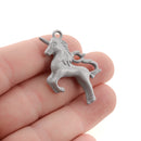5 UNICORN Charms, HEATHER GREY Enamel, Fairy Tale Charms, Animal Charms, 36x28mm, chs3350