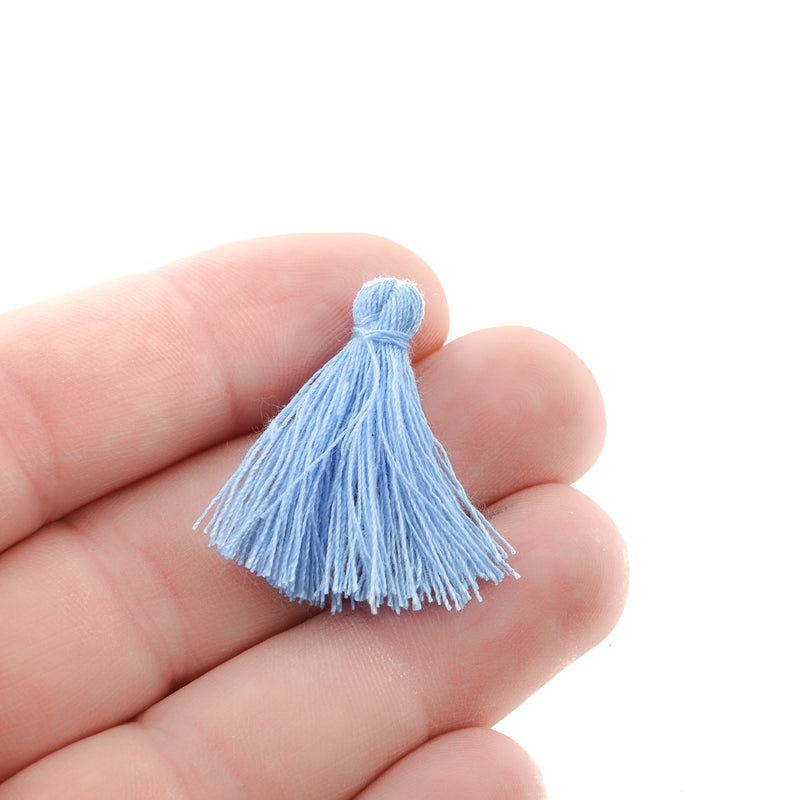 10 BLUE TASSEL Charms, Rayon Fiber Tassels, 40mm long (about 1-5/8"), chs3354