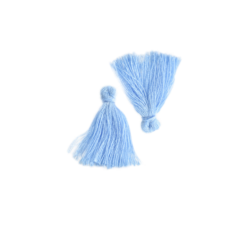 10 BLUE TASSEL Charms, Rayon Fiber Tassels, 40mm long (about 1-5/8"), chs3354