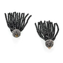 BLACK CRYSTAL Bead Tassel Pendant, Tassel Necklace Enhancer, Glass Crystal Beads, Bronze Loop, Pave' Rhinestone Bail, about 3" long, chs3356