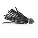 BLACK CRYSTAL Bead Tassel Pendant, Tassel Necklace Enhancer, Glass Crystal Beads, Bronze Loop, Pave' Rhinestone Bail, about 3" long, chs3356