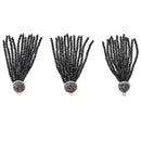BLACK CRYSTAL Bead Tassel Pendant, Tassel Necklace Enhancer, Glass Crystal Beads, Bronze Loop, Pave' Rhinestone Bail, about 3" long, chs3356