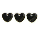5 BLACK Enamel Heart Charms, double sided, 15x14mm, chs3357