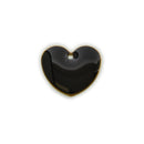 5 BLACK Enamel Heart Charms, double sided, 15x14mm, chs3357