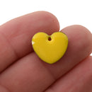 5 YELLOW Enamel Heart Charms, double sided, 15x14mm, chs3358
